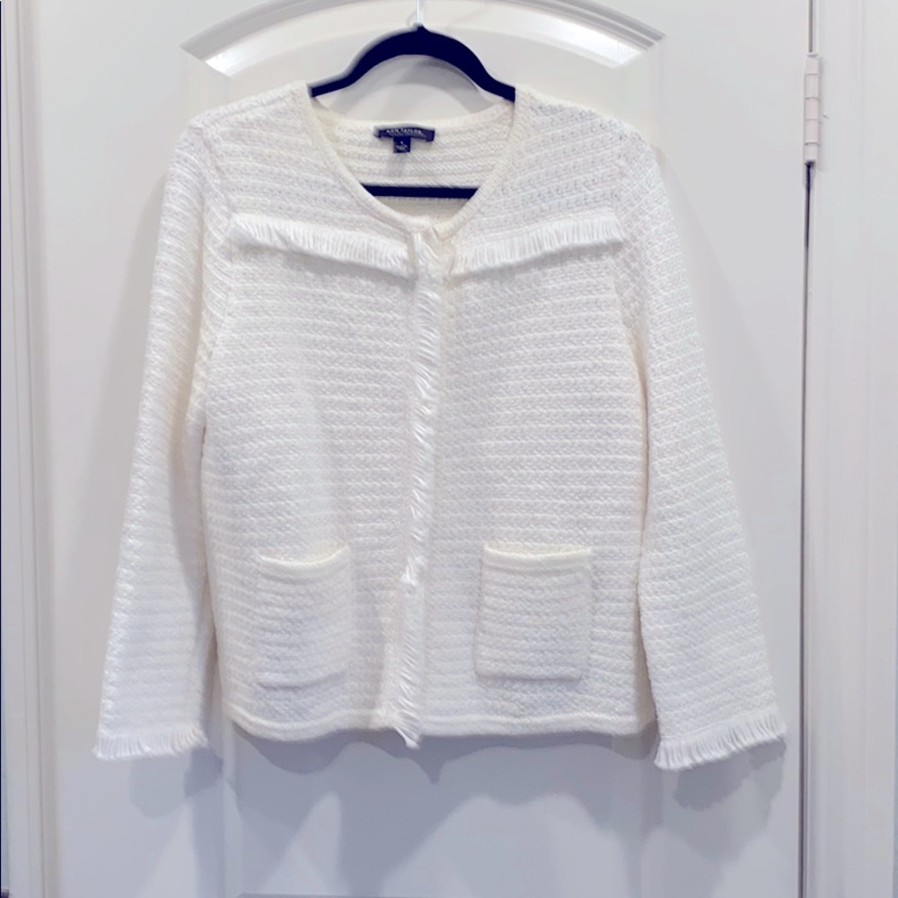 Ann Taylor Fringed suit jacket (knit, white)